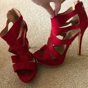 Red platform heels